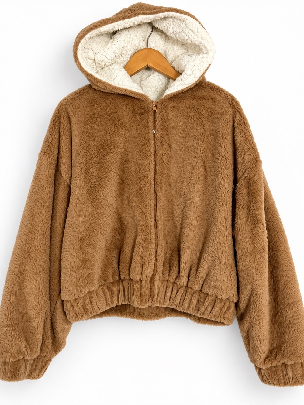 Coco Medium oversized cropped warm cozy lounge teddy bear hoodie full zip comfy
